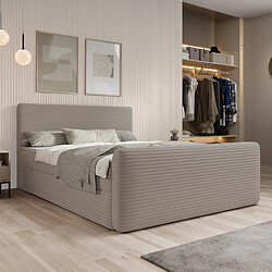 INTENSE DECO Lit coffre + matelas Napoli 180x200cm velours côtelé Taupe