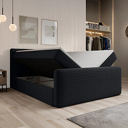 INTENSE DECO Lit coffre + matelas Napoli 160x200cm velours côtelé Noir