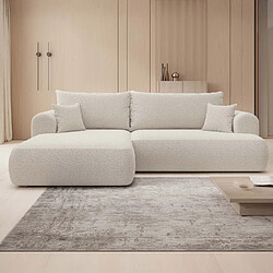 INTENSE DECO Canapé d'angle gauche convertible Velaro Bouclette Beige
