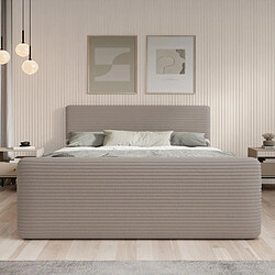 INTENSE DECO Lit coffre + matelas Napoli 160x200cm velours côtelé Taupe