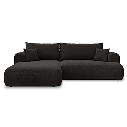 INTENSE DECO Canapé d'angle gauche convertible Velaro Bouclette Noir