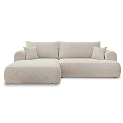 INTENSE DECO Canapé d'angle gauche convertible Velaro Bouclette Beige