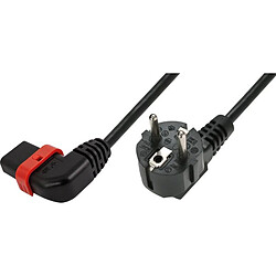 IEC-LOCK Cordon d alimentation CEE7 / C13 coudé à verrouillage noir - 2,0 m
