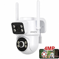 Caméras de surveillance ARCCTV 360°PTZ,Filaire avec Dual Lens, Détection de mouvement