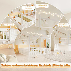 Acheter Onever Lit enfant double 180x190 cm - pin - blanc