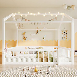 Avis Onever Lit enfant double 180x190 cm - pin - blanc