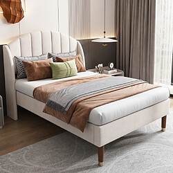 Avis allomn Lit rembourre 90x200 cm - velours - beige