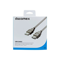DACOMEX Rallonge USB 2.0 Type-A - Type A grise - 2 m 