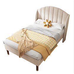 allomn Lit rembourre 90x200 cm - velours - beige pas cher