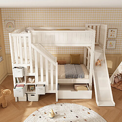 Avis lemonbest Lit superposé enfant 90x200cm - pin massif - blanc