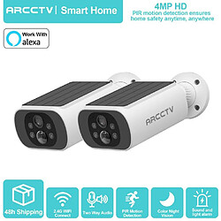 ARCCTV Caméra de Surveillance 4MP Sans Fil ,Vidéosurveillance batteries solaires 2PCS