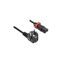 IEC-LOCK Cordon d alimentation CEE7 / C15 à verrouillage noir - 2,0 m