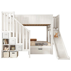 lemonbest Lit superposé enfant 90x200cm - pin massif - blanc pas cher