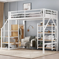Avis Onever Lit mezzanine lit simple 90x200 cm - metal mdf - blanc