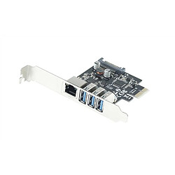 Dexlan Carte réseau PCIe 10/100/1000 avec hub 3 ports USB-A 3.0 Std + LowProfile