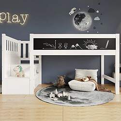 Acheter Onever Lit mezzanine enfant 90x200 cm - bois - blanc