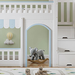 Acheter lemonbest Lit superposé enfant 90x200 cm - pin mdf contreplaqué - blanc - bleu