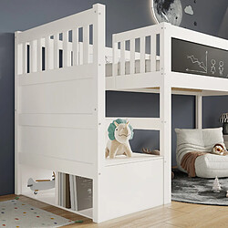 Avis Onever Lit mezzanine enfant 90x200 cm - bois - blanc