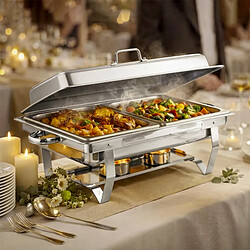 Avis Silva Homeline Homeline Chauffe-plats Double Compartiment 11L en Inox avec Couvercle et Réchauds Argent