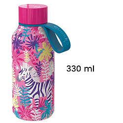 Quokka Bouteille Isotherme 330ml Modèle Solid Kids avec Sangle et Motif Zèbre Rose pas cher