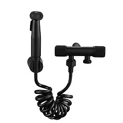 Avizar Douchette Multifonction avec Flexible Spiralé et Robinet d'Arrêt Noir
