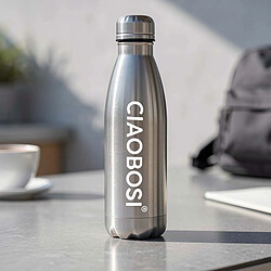 Avis Avizar Bouteille Isotherme 500ml Design Fuselé avec Bouchon Anti-fuite Argent
