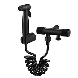 Avizar Douchette Multifonction avec Flexible Spiralé et Robinet d'Arrêt Noir pas cher