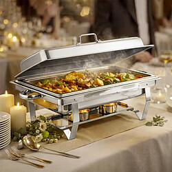 Avis Silva Homeline Homeline Chauffe-plats Rectangulaire 11L Simple Compartiment en Inox avec Couvercle Argent