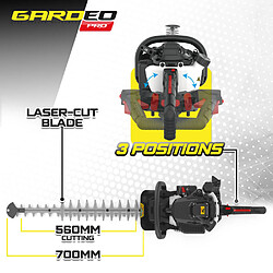 Avis Gardeo Pro Taille haies thermique 22.5CC avec poignée arrière rotative - Lame 700mm