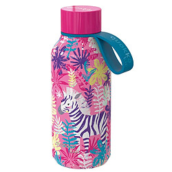 Quokka Bouteille Isotherme 330ml Modèle Solid Kids avec Sangle et Motif Zèbre Rose