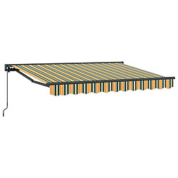 vidaXL Auvent rétractable manuel Vert et jaune 3 x 2 m