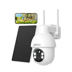 Caméra de Surveillance ANRAN 8MP 360°PTZ,Panneau solaire,Vision Nocturne Couleur,Blanc