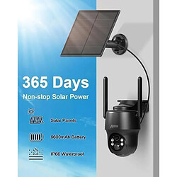 Acheter Caméra de Surveillance ANRAN Panneau Solaire,360°PTZ,WIFI,Vision Nocturne Couleur,Noir