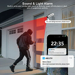 Caméra de Surveillance ARCCTV 4MP Panneau Solaire,Vision Nocturne Couleur,Blanc pas cher