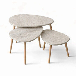 Avis Concept Usine Set de 3 tables gigognes design effet travertin TIRA
