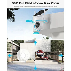 Avis Caméra de Surveillance Exterieur sans fil-5MP 360°Camera+Panneau solaire-ANRAN Q4 Max Blanc