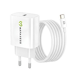 Mayaxess Chargeur Secteur pour Fairphone 6 20W + Câble USB-C 1m Blanc