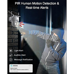 Acheter Caméra de Surveillance Exterieur sans fil-5MP 360°Camera+Panneau solaire-ANRAN Q4 Max Blanc