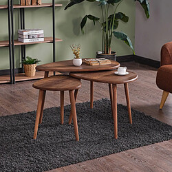 Avis Concept Usine Set de 3 tables gigognes design effet noyer TIRA