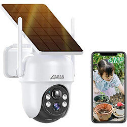 ARCCTV Caméra de Surveillance ANRAN 4MP,Panneau de charge solaire,360°PTZ,détection PIR,Blanc