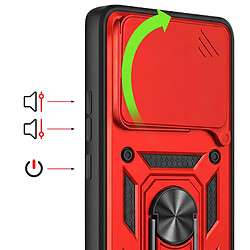 Acheter Mayaxess Coque Anneau pour Redmi Note 15 4G avec Cache Caméra Coulissant Rouge