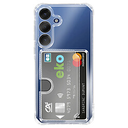 Avizar Coque pour Galaxy S24 / S25 avec Porte-cartes Intégré et Coins Renforcés Transparent