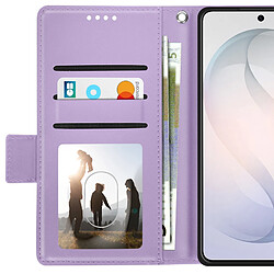 Avizar Étui Portefeuille pour Galaxy S26 Effet Cuir Cousu avec Dragonne Violet pas cher