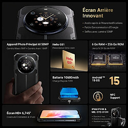FOSSiBOT F109 S Téléphone IP68 Double Écran, 10600mAh, 24+256Go, Android 15, NFC,Nior