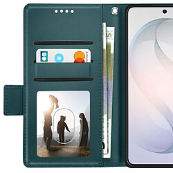 Avizar Étui Portefeuille pour Galaxy S26 Effet Cuir Cousu avec Dragonne Vert pas cher