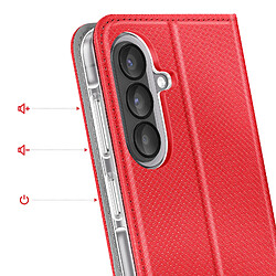Acheter Avizar Étui pour Galaxy A57 Texturé Strié avec Fonction Support et Porte-cartes Rouge