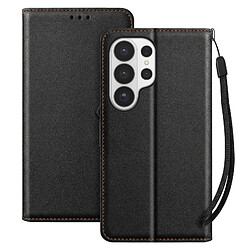 Avizar Étui Portefeuille pour Galaxy S26 Ultra avec Dragonne et Fonction Support Vidéo Noir