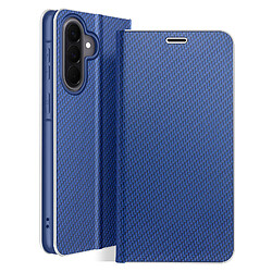 Avizar Étui Folio pour Galaxy A57 Effet Carbone Cadre Métallisé avec Porte-cartes Bleu