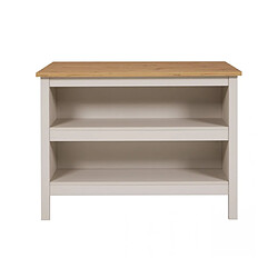 Pegane Ilot de cuisine meuble de rangement avec 2 étagères ouvertes et place pour tabourets