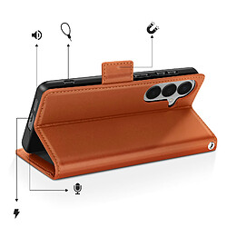 Acheter Avizar Étui Portefeuille pour Galaxy S26 Effet Cuir Cousu avec Dragonne Marron